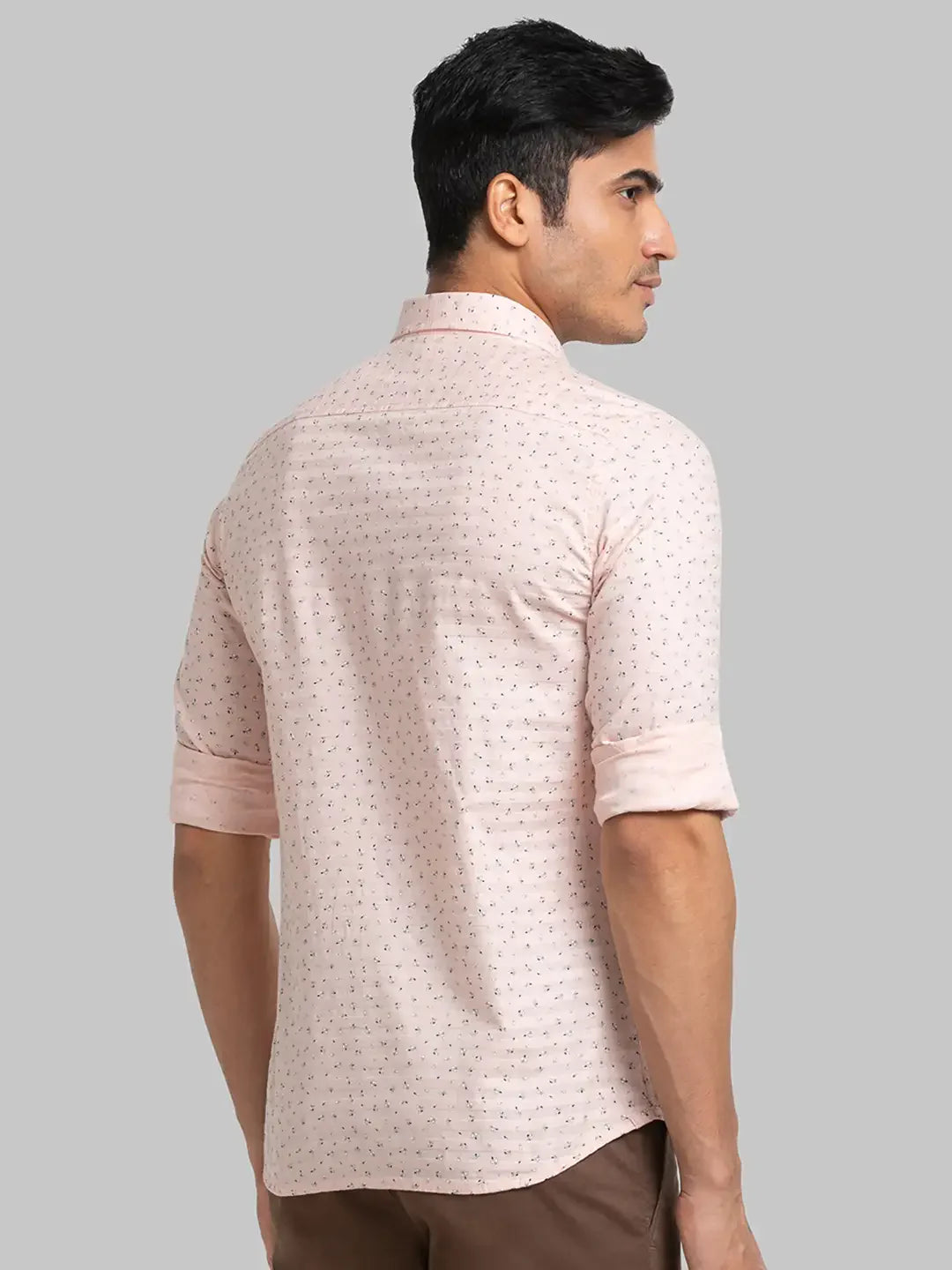 Parx Men Pink Printed Slim Fit Cotton Casual Shirt