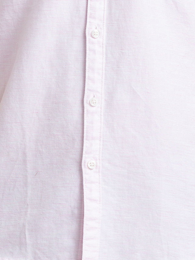 Parx Men Pink Solid Slim Fit Linen Blend Casual Shirt