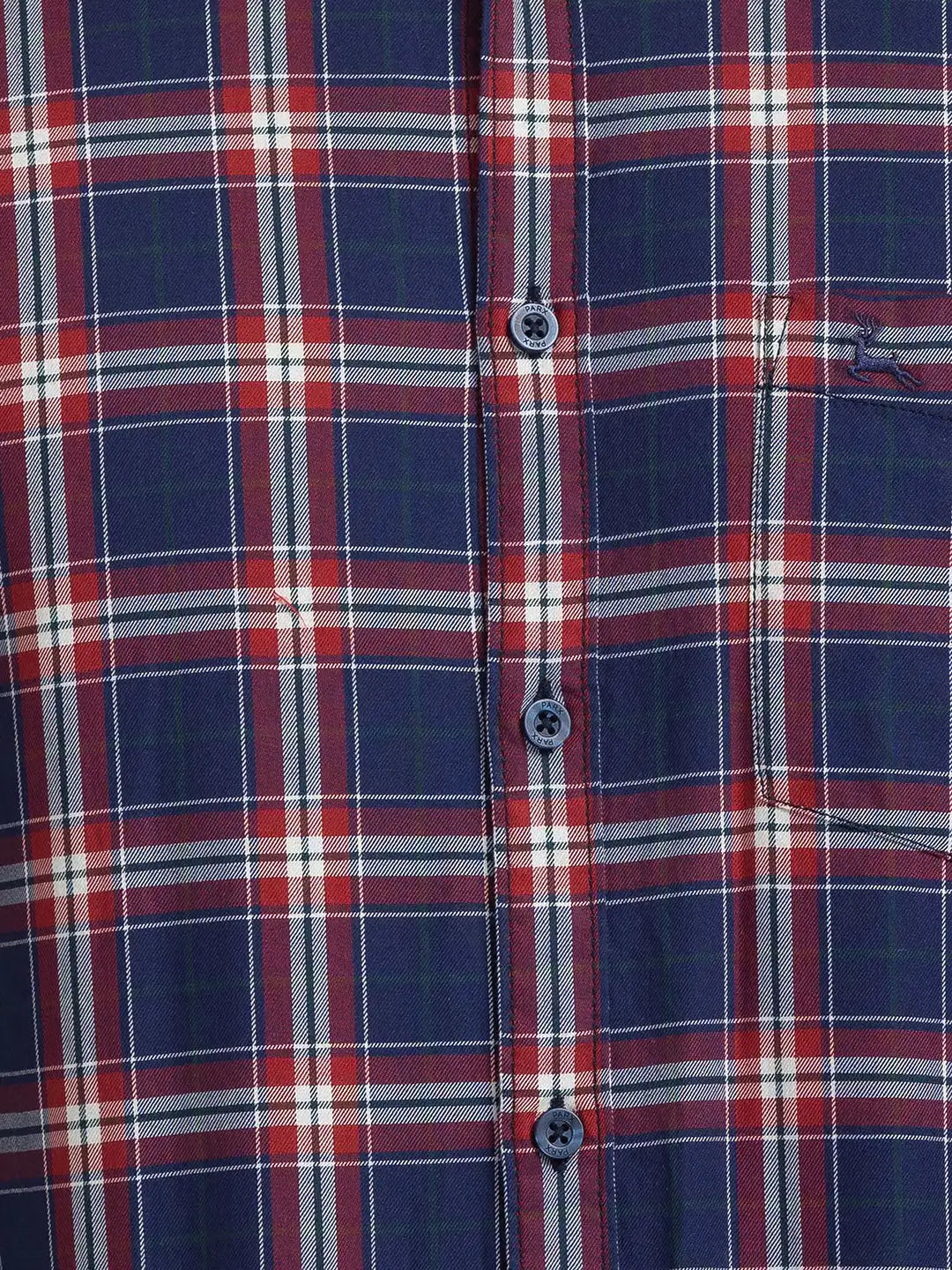 Parx Men Blue Checks Slim Fit Cotton Full Sleeve Cutaway Collar Shirt