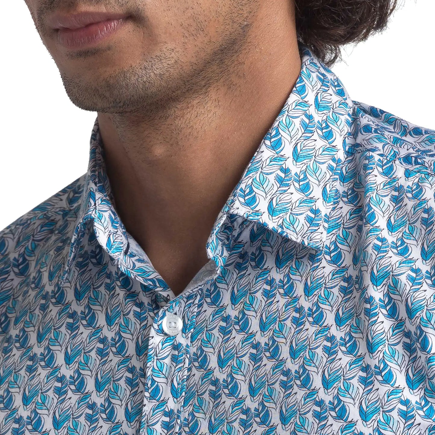 Men Blue Slim Fit Print Cotton Full Sleeve Shirts