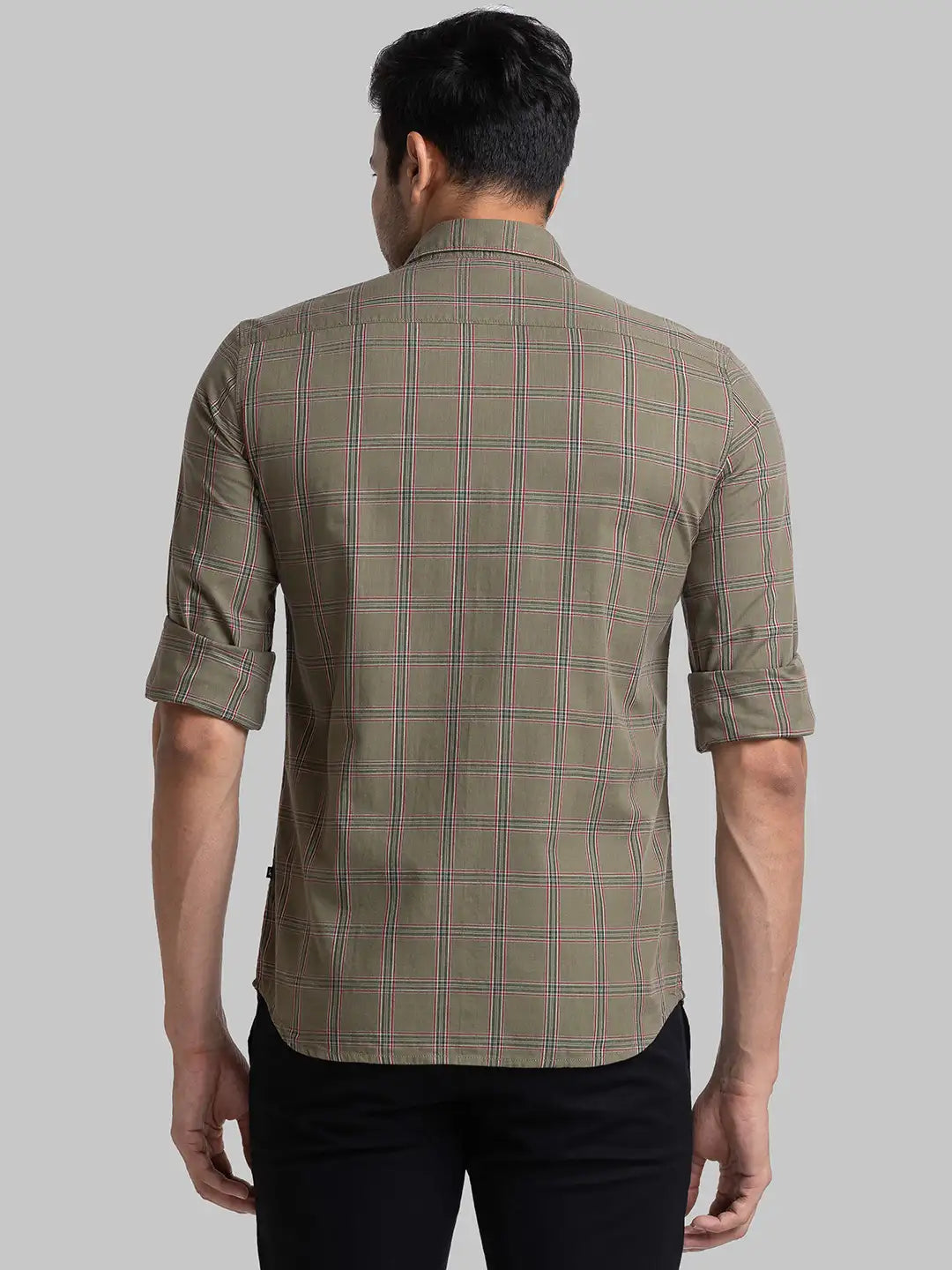 Men Green Slim Fit Checks Cotton Full Sleeve Shirts