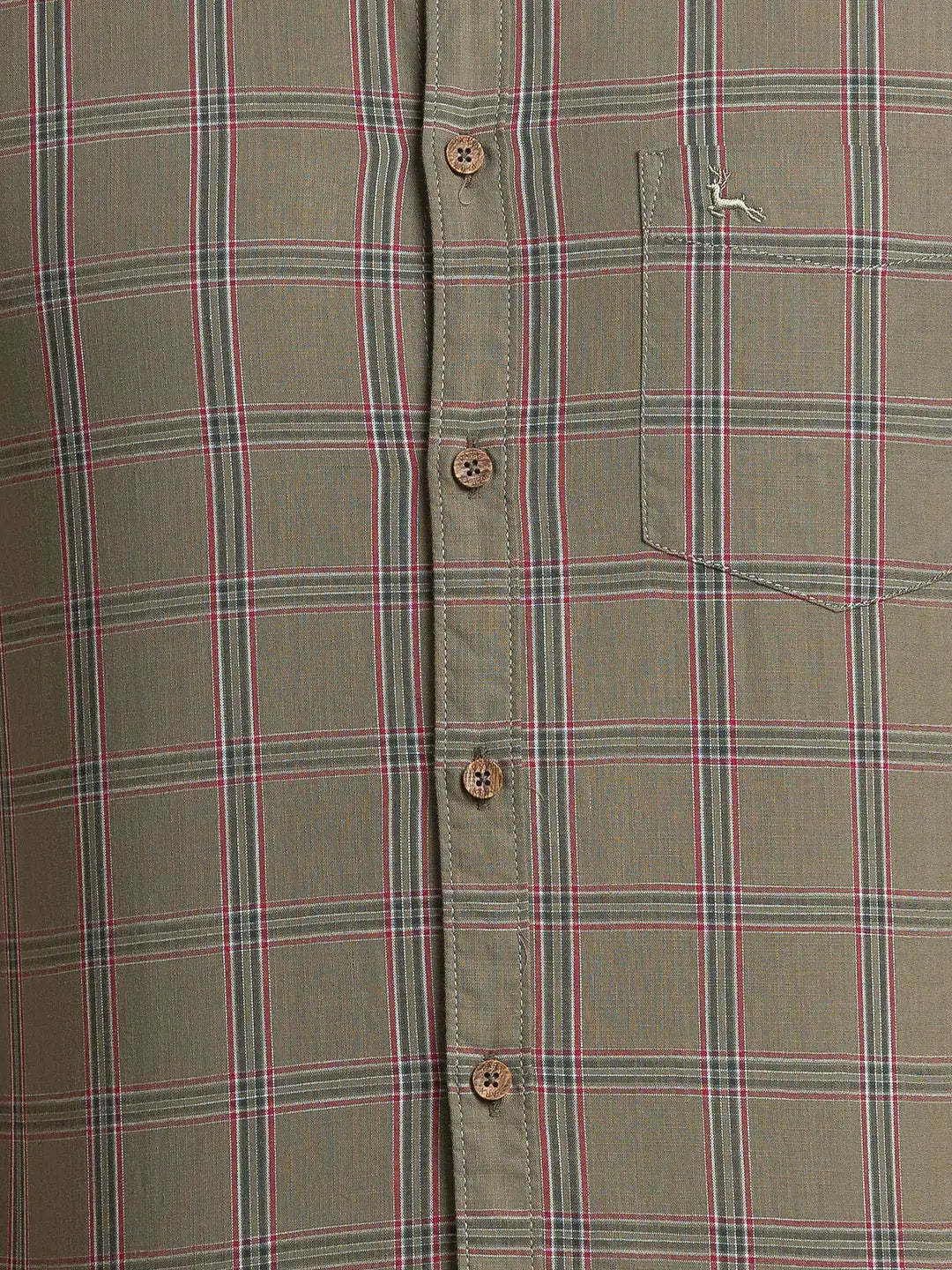 Men Green Slim Fit Checks Cotton Full Sleeve Shirts