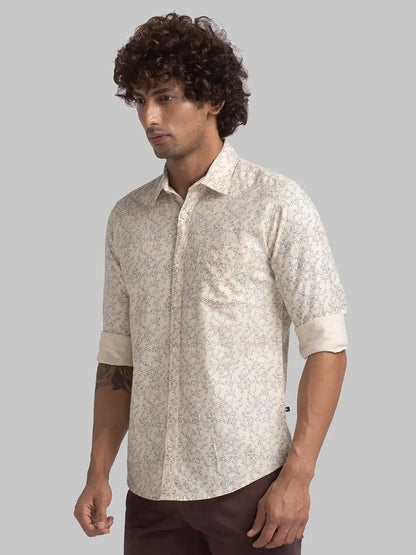 Parx Men Brown Printed Slim Fit Cotton Casual Shirt