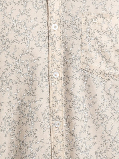Parx Men Brown Printed Slim Fit Cotton Casual Shirt