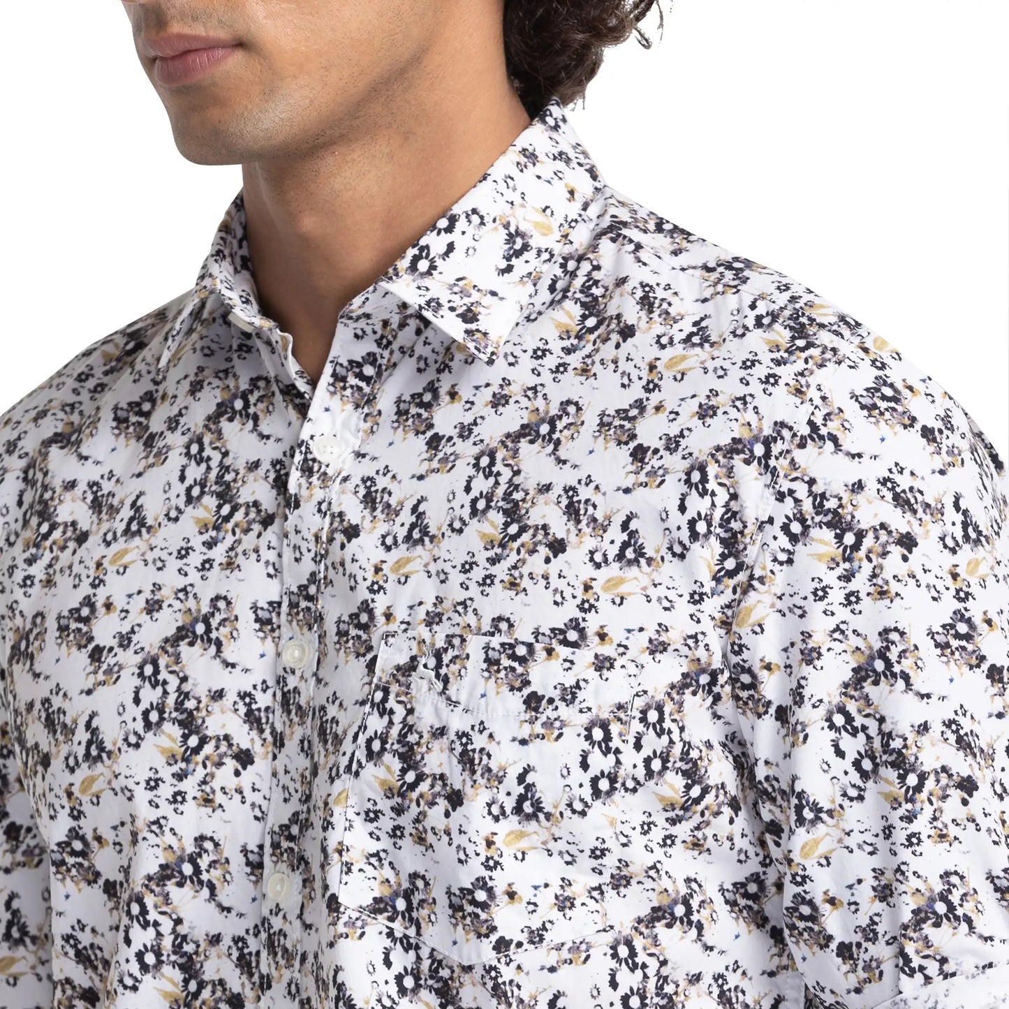 Parx Men White Printed Slim Fit Cotton Casual Shirt