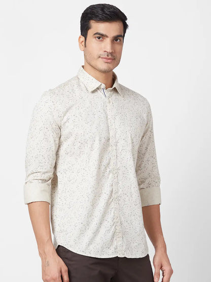 Parx Men Brown Printed Slim Fit Cotton Casual Shirt