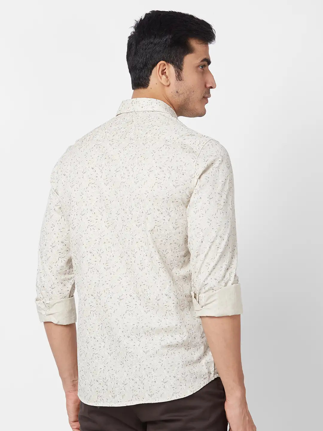 Parx Men Brown Printed Slim Fit Cotton Casual Shirt