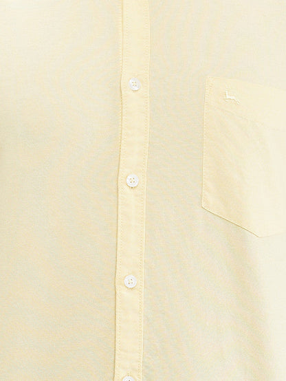 Parx Yellow Solid Slim Fit Cotton Casual Shirt