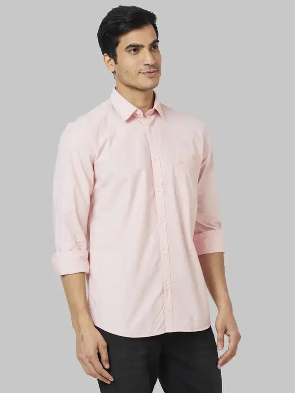 Parx Men Pink Solid Slim Fit Cotton Casual Shirt