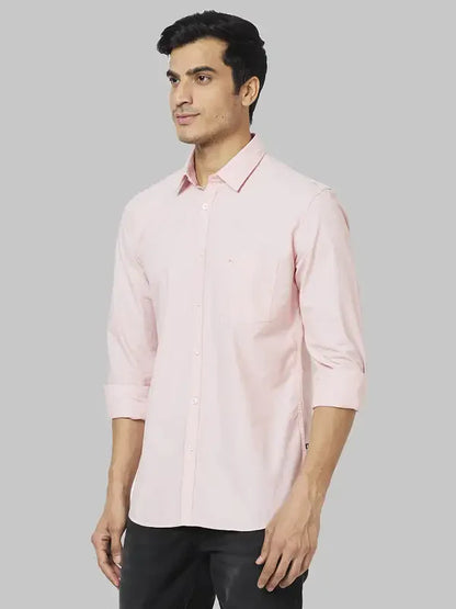 Parx Men Pink Solid Slim Fit Cotton Casual Shirt
