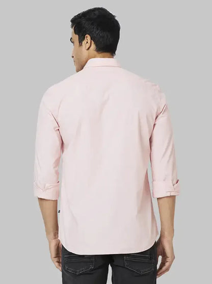 Parx Men Pink Solid Slim Fit Cotton Casual Shirt