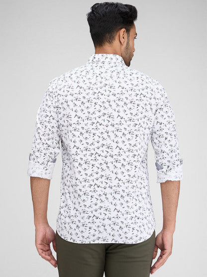 Parx Men White Printed Slim Fit Cotton Shirt