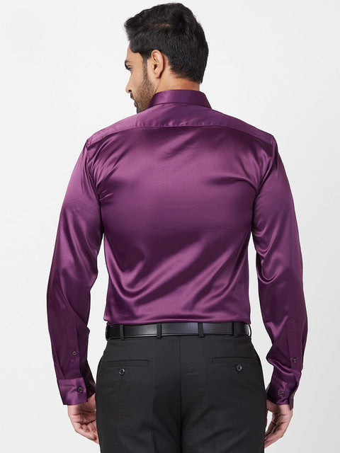 Parx Men Purple Solid Slim Fit Polyester Blend Casual Shirt
