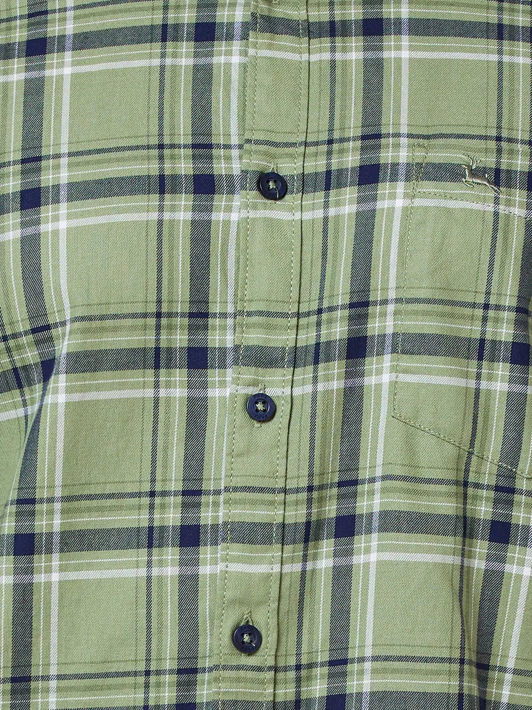 Men Green Slim Fit Checks Cotton Full Sleeve Shirts