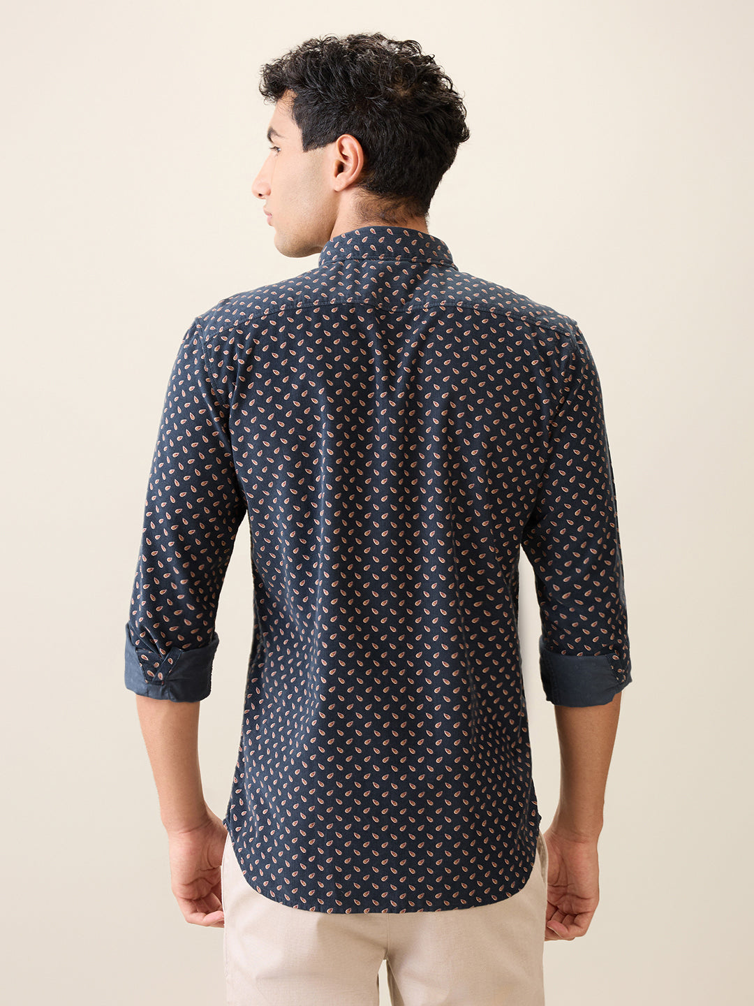 Parx Men Green Printed Slim Fit Cotton Casual Shirt