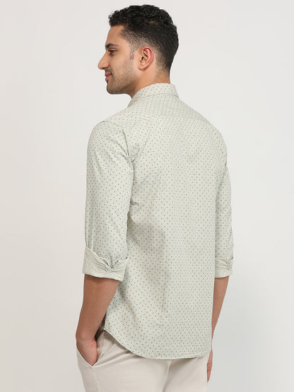 Parx Men Brown Printed Slim Fit Cotton Casual Shirt