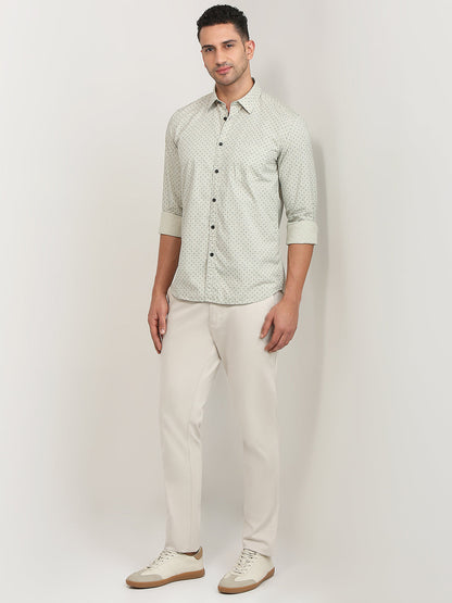 Parx Men Brown Printed Slim Fit Cotton Casual Shirt