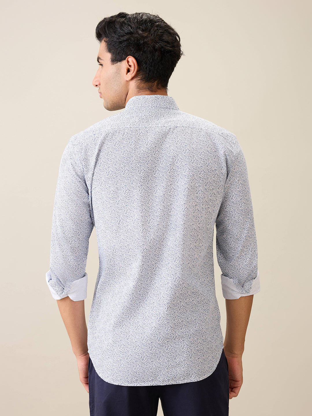 Parx Men Blue Printed Slim Fit Cotton Casual Shirt