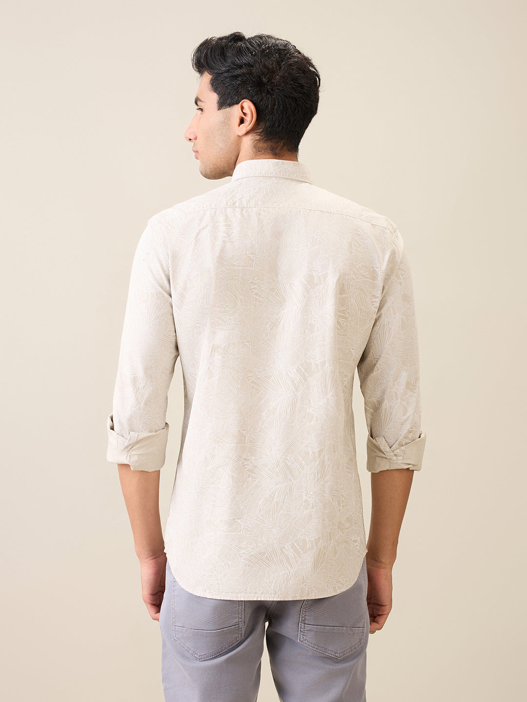 Parx Men Brown Printed Slim Fit Cotton Casual Shirt