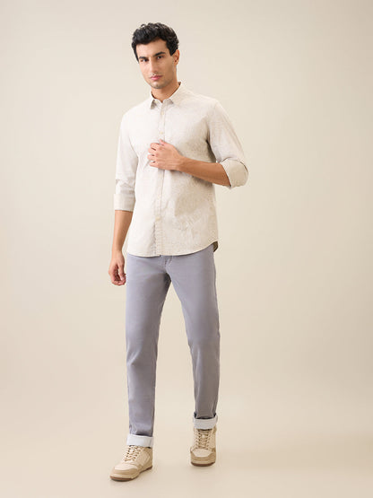 Parx Men Brown Printed Slim Fit Cotton Casual Shirt