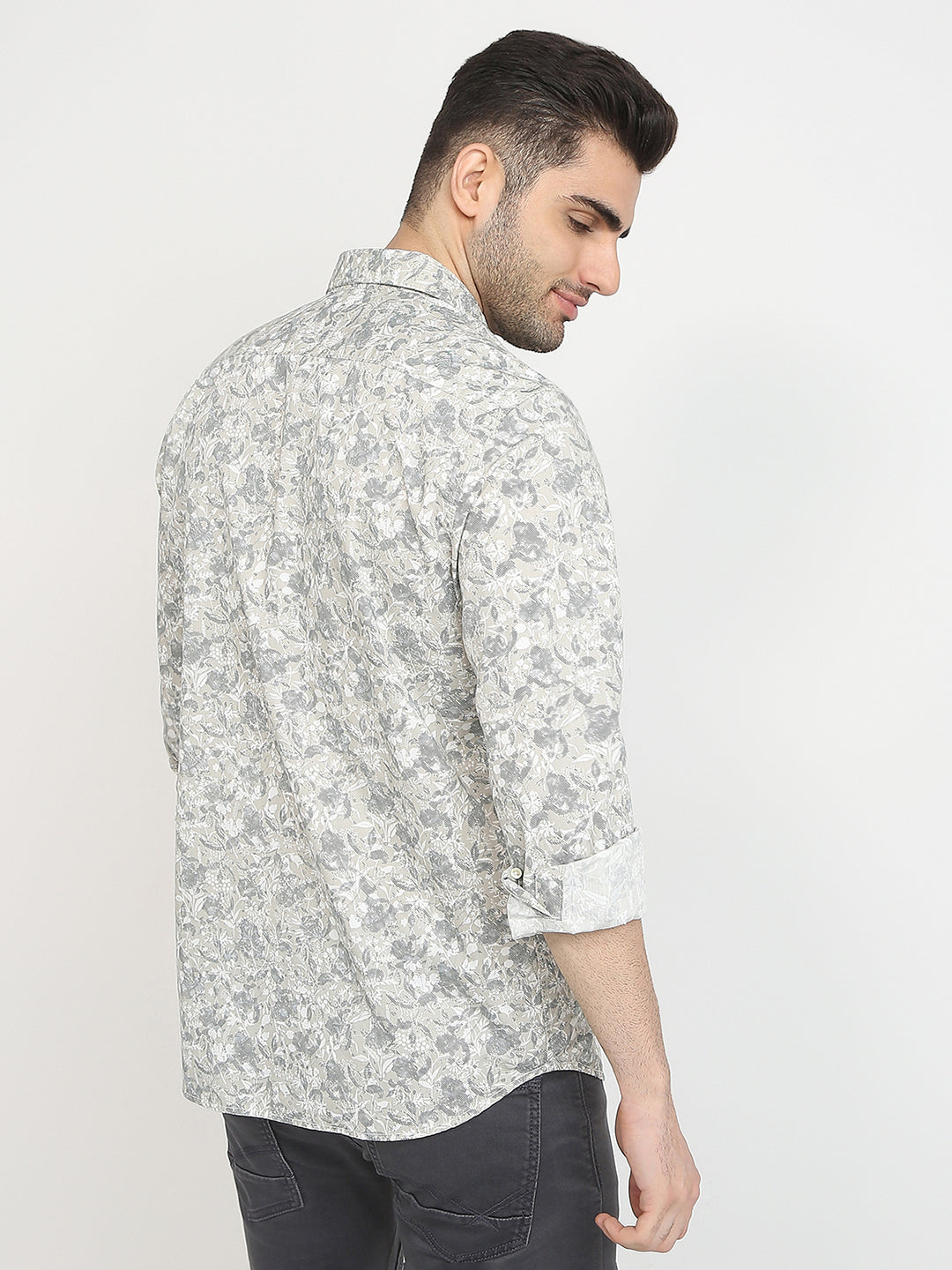 Parx Men Brown Printed Slim Fit Cotton Casual Shirt