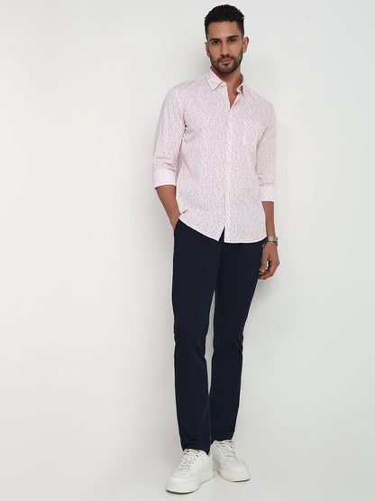 Parx Men Red Printed Slim Fit Cotton Casual Shirt