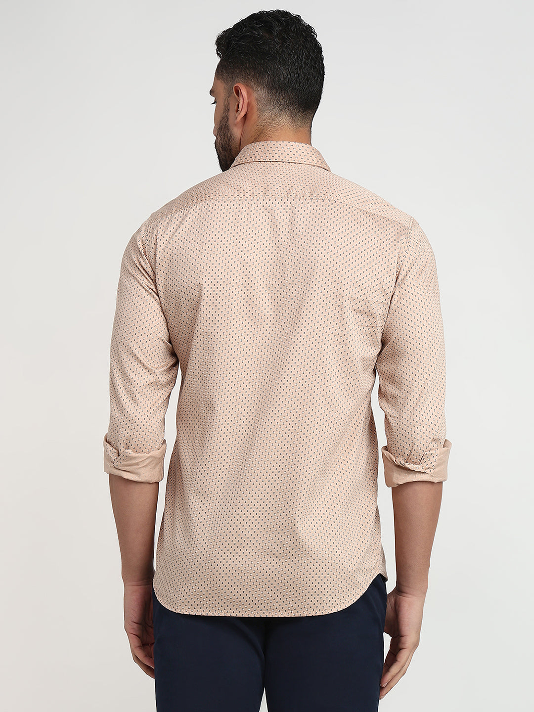 Parx Men Brown Printed Slim Fit Cotton Casual Shirt