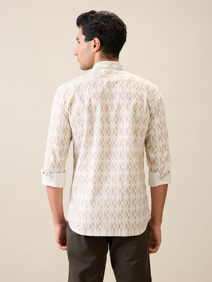 Parx Men Brown Printed Slim Fit Cotton Casual Shirt