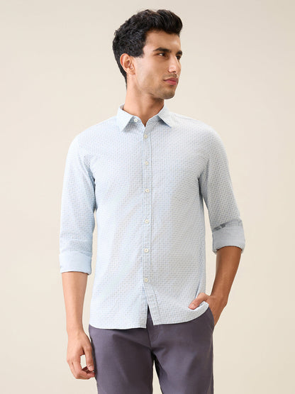 Parx Men Green Printed Slim Fit Cotton Casual Shirt