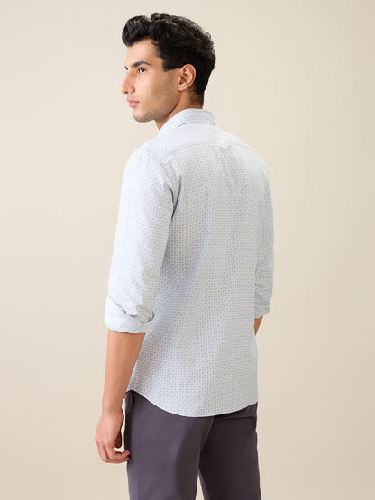 Parx Men Green Printed Slim Fit Cotton Casual Shirt