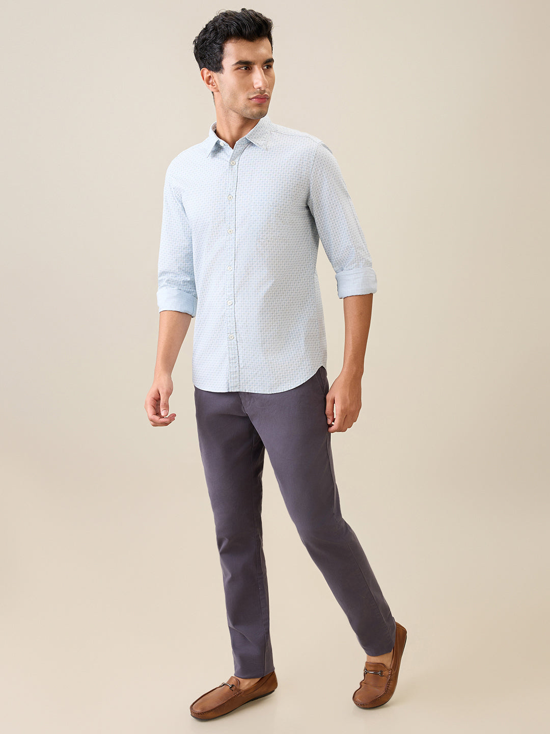 Parx Men Green Printed Slim Fit Cotton Casual Shirt