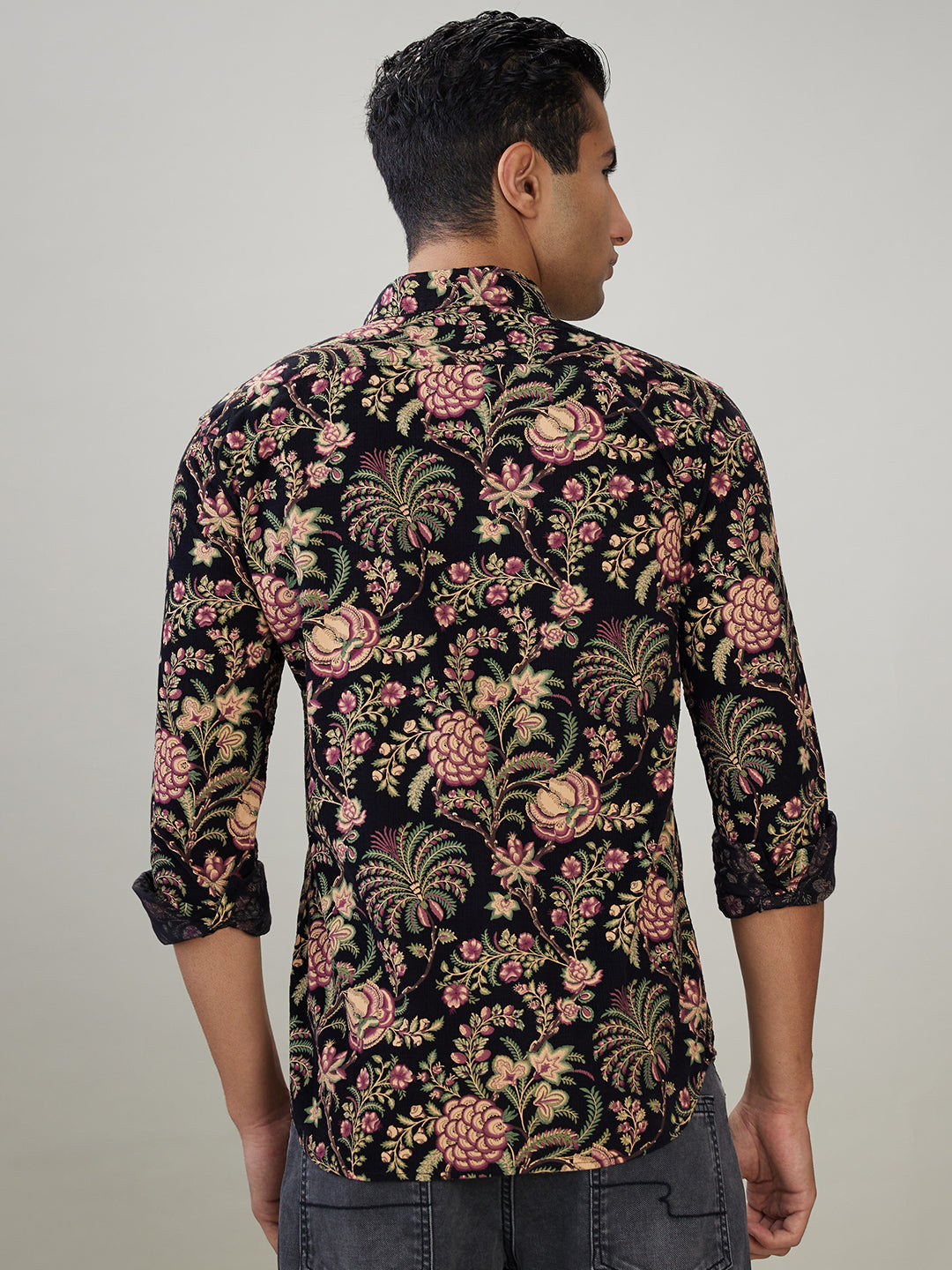Parx Men Black Printed Slim Fit Cotton Full Sleeve Casual Shirt