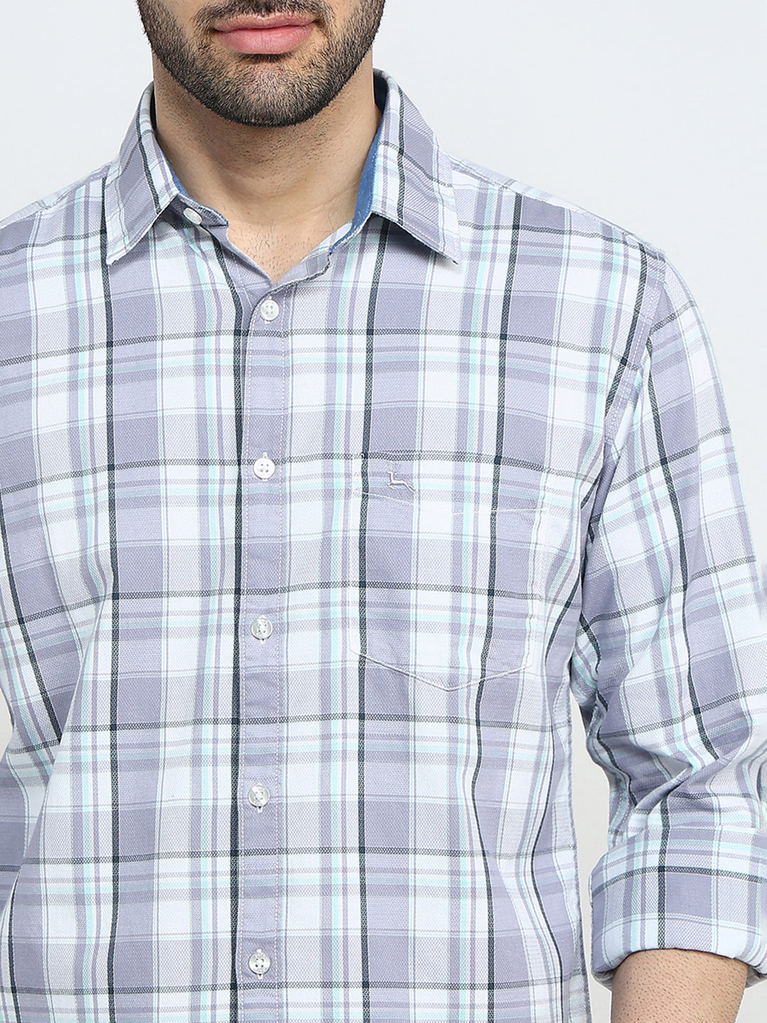 Parx Men Purple Checks Slim Fit Cotton Full Sleeve Casual Shirt