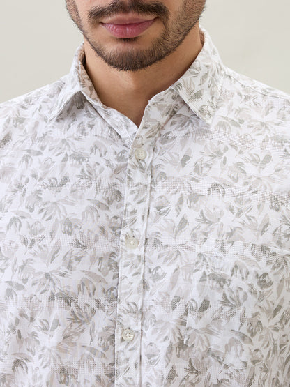 Parx Men Brown Printed Slim Fit Cotton Full Sleeve Casual Shirt