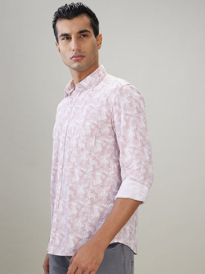 Parx Men Red Printed Slim Fit Cotton Full Sleeve Casual Shirt