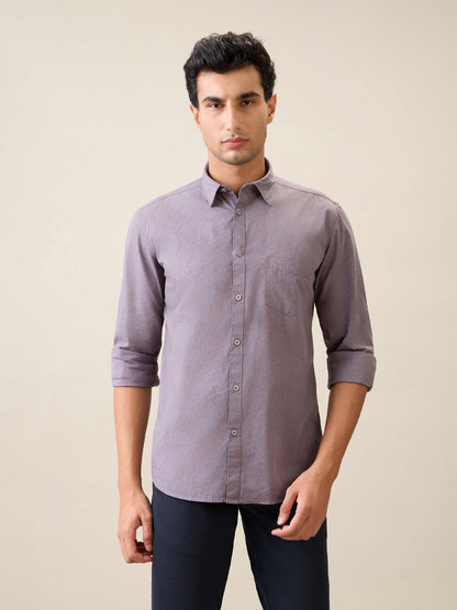 Parx Men Grey Printed Slim Fit Cotton Casual Shirt