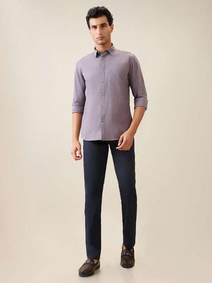 Parx Men Grey Printed Slim Fit Cotton Casual Shirt