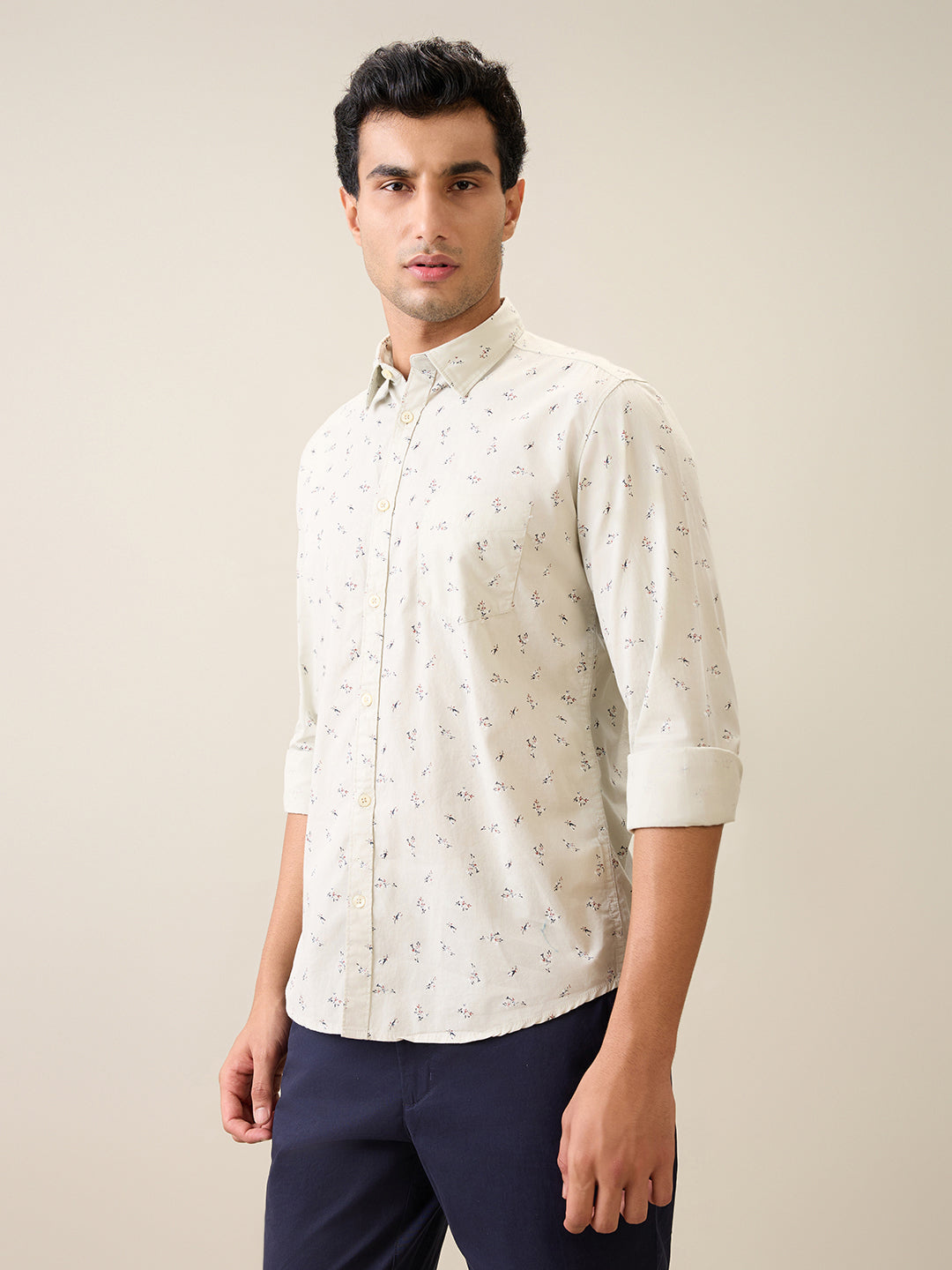 Parx Men Brown Printed Slim Fit Cotton Casual Shirt