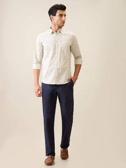 Parx Men Brown Printed Slim Fit Cotton Casual Shirt