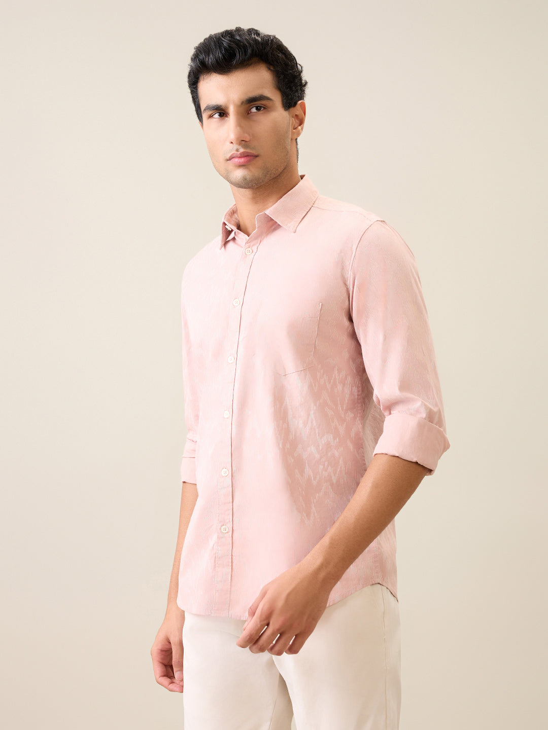 Parx Men Red Printed Slim Fit Cotton Casual Shirt