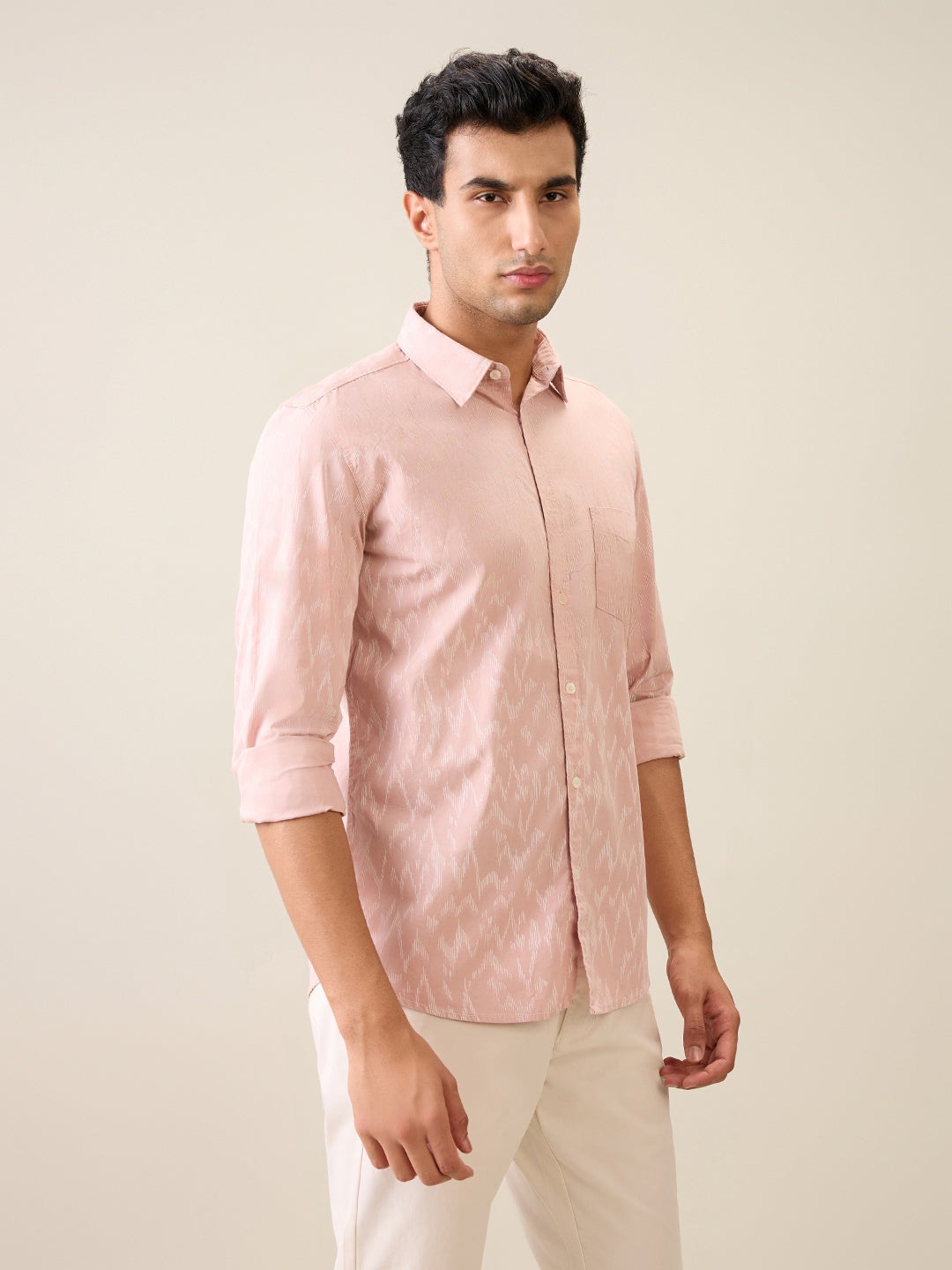 Parx Men Red Printed Slim Fit Cotton Casual Shirt