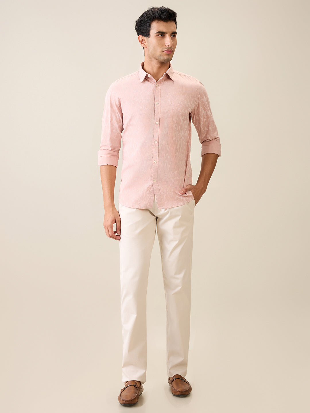 Parx Men Red Printed Slim Fit Cotton Casual Shirt