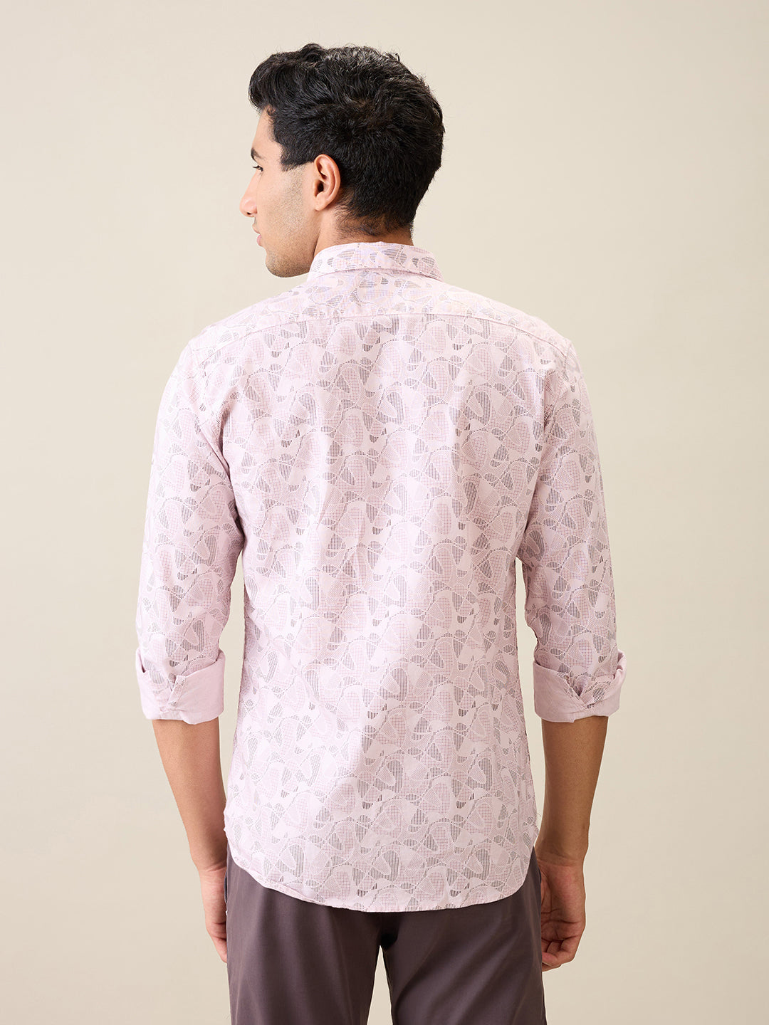 Parx Men Pink Printed Slim Fit Cotton Casual Shirt