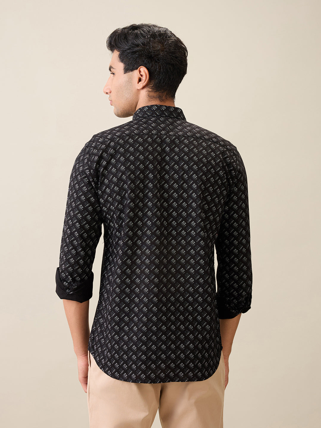 Parx Men Black Printed Slim Fit Cotton Casual Shirt