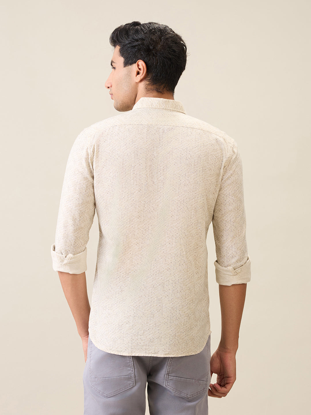 Parx Men Brown Printed Slim Fit Cotton Casual Shirt