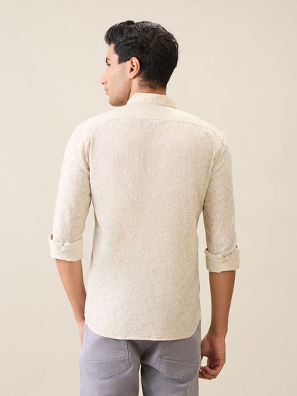 Parx Men Brown Printed Slim Fit Cotton Casual Shirt