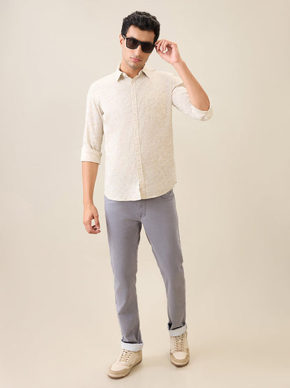 Parx Men Brown Printed Slim Fit Cotton Casual Shirt