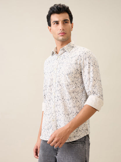 Parx Men Brown Printed Slim Fit Cotton Casual Shirt