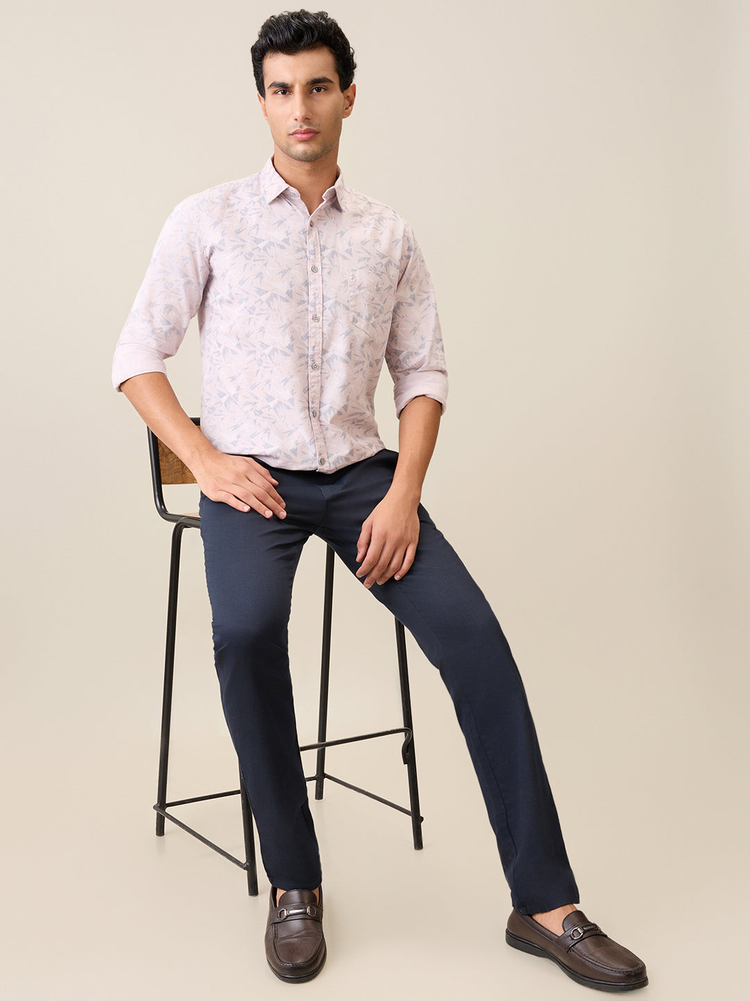 Parx Men Pink Printed Slim Fit Cotton Casual Shirt