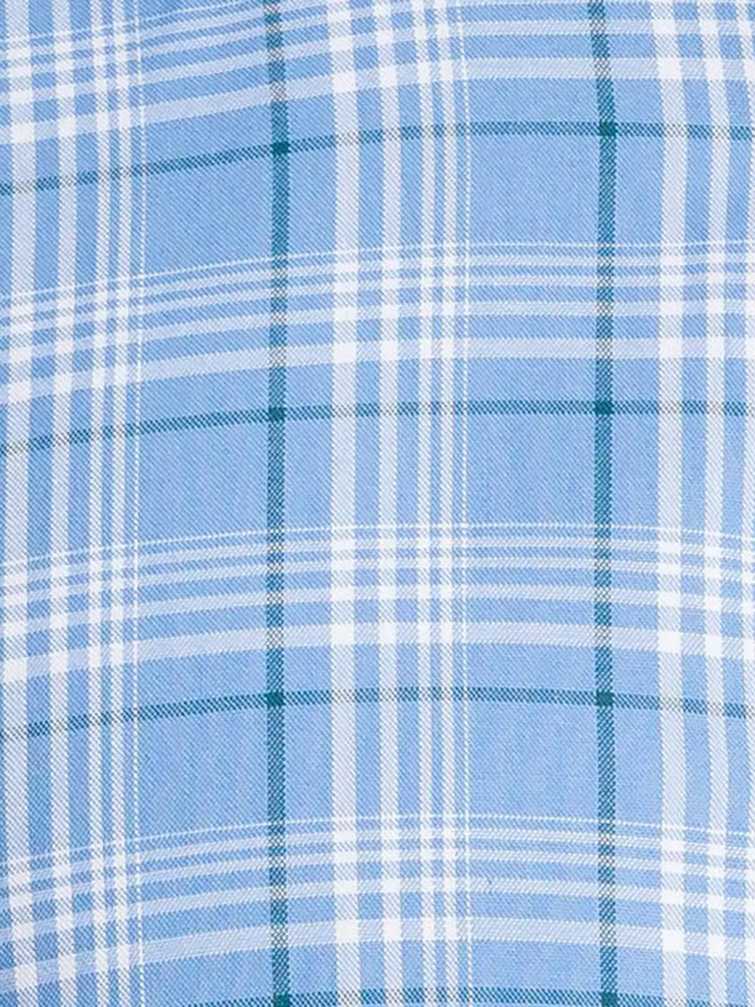 Parx Men Blue Checks Slim Fit Cotton Half Sleeve Shirt